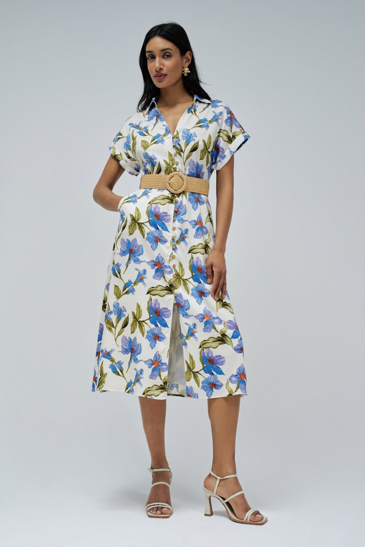 Vestido de lino con estampado floral Salsa Jeans Vestido de lino con estampado floral Salsa Jeans